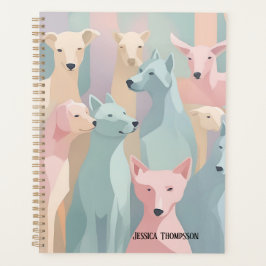 Agenda Padrão de Cachorro Pastel Cores Ilustração Minimal