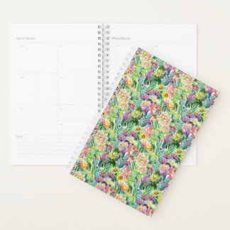 Agenda Padrão de Cactos de Aquarela Exótica