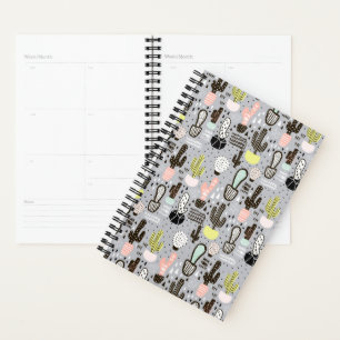 Agenda Padrão de Cactus Texturizado Desenhado À Mão