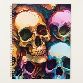 Agenda Padrão de Caveira Funky | Material Escolar Gótico