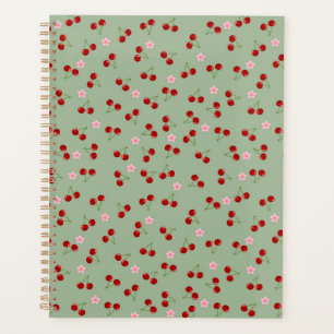 Agenda Padrão de Cerejas em Fundo Verde