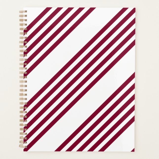 Agenda Padrão de cinco faixas vermelho e branco borromado (Frente)
