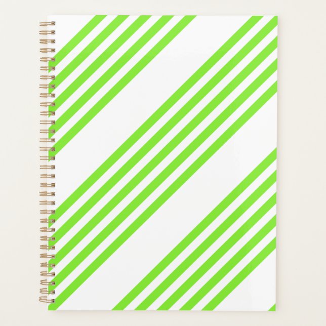 Agenda Padrão de cinco listras verde lima e branco (Frente)