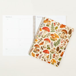 Agenda Padrão de Cogumelo Outonal em Aquarela