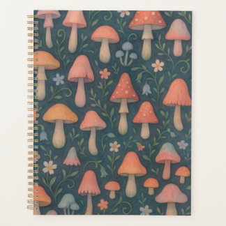 Agenda Padrão De Cogumelos De Cores Aquáticas Whimsical