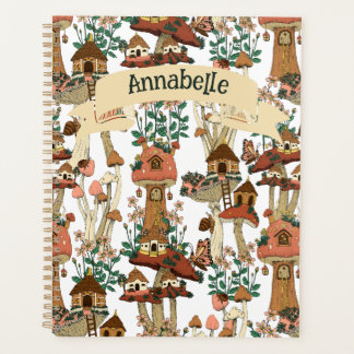 Agenda Padrão de Cogumelos Floral de Cottagecore Cor-de-R