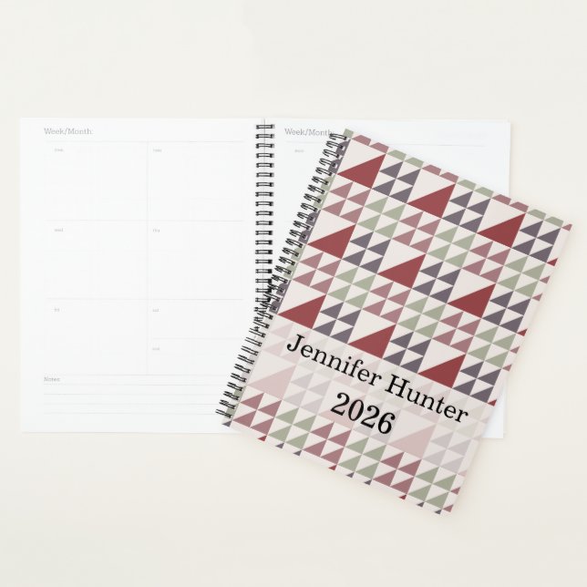 Agenda Padrão de Colcha Geométrica Rosa Empoeirada (Exibição)