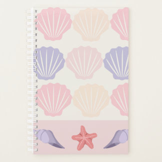 Agenda Padrão de Conchas e Estrelas-do-Mar Pastel