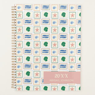 Agenda Padrão de Conchas Personalizado Moderno Boho 