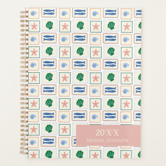 Agenda Padrão de Conchas Personalizado Moderno Boho  (Frente)