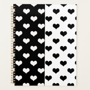 Agenda Padrão de Coração de Amor Branco Negro
