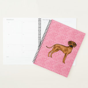 Agenda Padrão de Coração de Amor pelo Cão Ridgeback da Ro