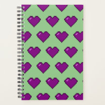 Padrão de Coração de Pixel Roxo