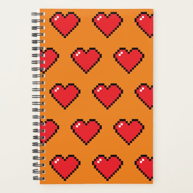 Agenda Padrão de Coração de Pixel Vermelho (Frente)