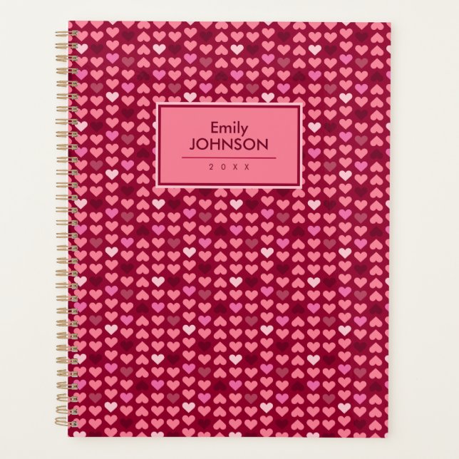 Agenda Padrão de Coração Rosa  (Frente)