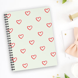 Agenda Padrão de Coração Vermelho, Fofo, Amor