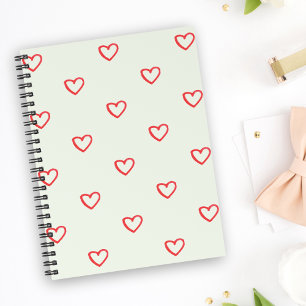 Agenda Padrão de Coração Vermelho, Fofo, Amor