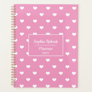 Agenda Padrão de corações modernos rosa personalizado