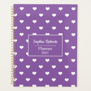 Agenda Padrão de corações modernos roxo personalizado