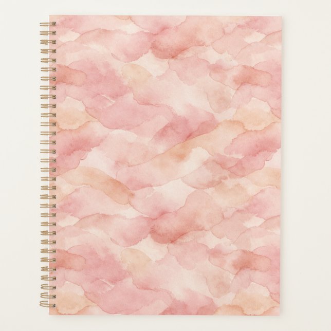 Agenda Padrão de Design Abstrato Moderno Rosa Suave (Frente)