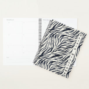 Agenda Padrão de estampa de zebra preto e branco