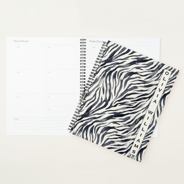 Agenda Padrão de estampa de zebra preto e branco (Exibição)