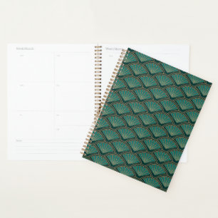 Agenda Padrão de estilo Art Deco em cor verde real