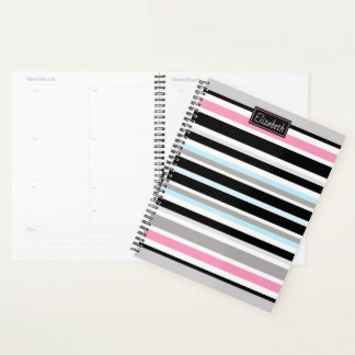 Agenda Padrão de faixas pretas cor-de-rosa único personal