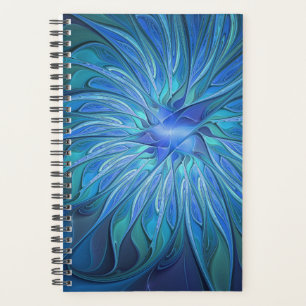 Agenda Padrão de Fantasia de Flor Azul, Arte Fractal Abst