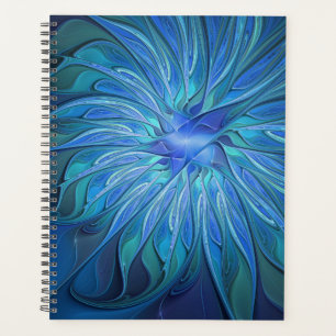 Agenda Padrão de Fantasia de Flor Azul, Arte Fractal Abst