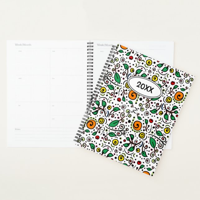 Agenda Padrão de Flor Personalizado Cor de Laranja Berry  (Exibição)