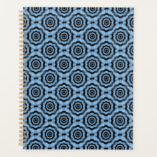 Agenda Padrão de Flor Preto Azul Invisível