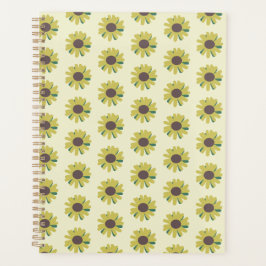 Agenda Padrão de Flor Simples Amarela Marrom Verde Girass