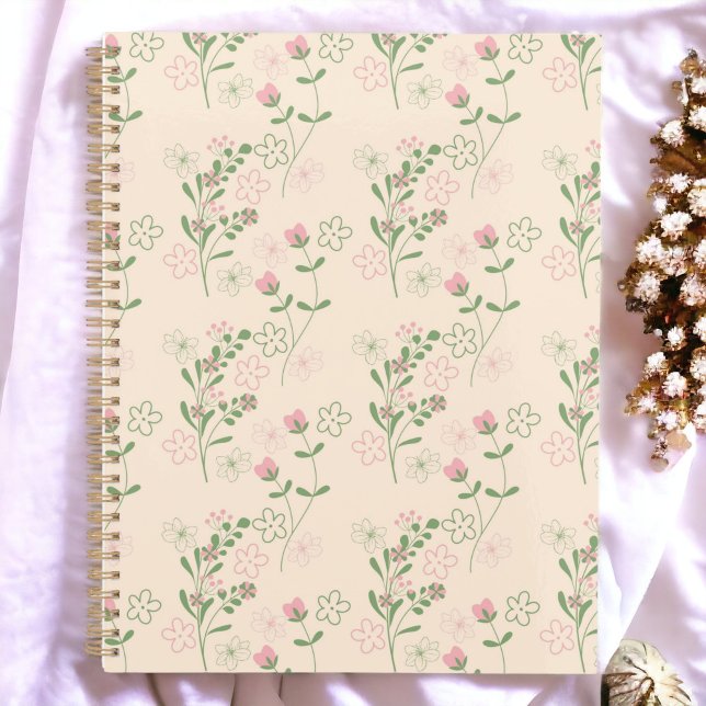 Agenda Padrão de Flor Verde Rosa Y2K 70s Rosa Verde (Zazzle Pink Green Retro Y2K 70s Flower Pattern  Planner)