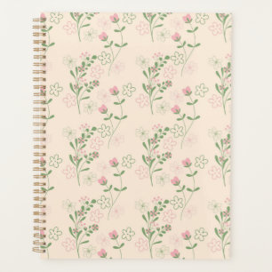 Agenda Padrão de Flor Verde Rosa Y2K 70s Rosa Verde
