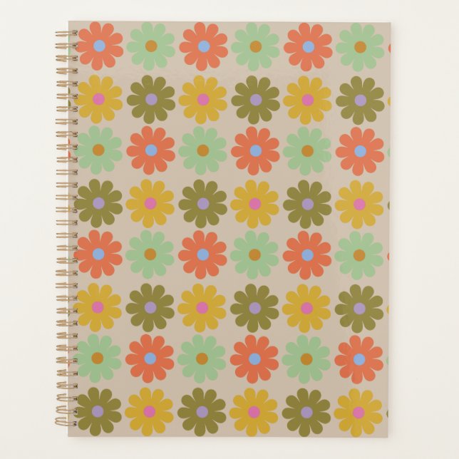 Agenda Padrão de Flor Vintage Pastel Simples (Frente)