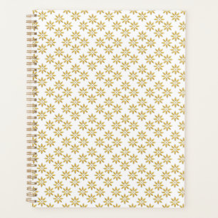 Agenda Padrão de flores douradas elegantes, branco