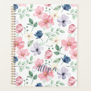Agenda Padrão de Flores e Folhas de primavera