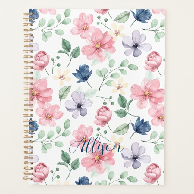 Agenda Padrão de Flores e Folhas de primavera (Frente)