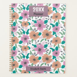 Agenda Padrão de Flores Grandes e Brilhantes Personalizad