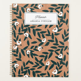 Agenda Padrão de Flores Laranja Personalizado