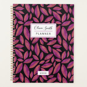 Agenda Padrão de Folha de outono Roxo Personalizado