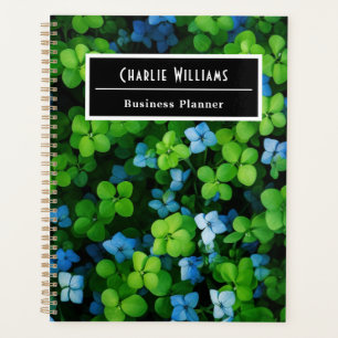 Agenda Padrão de folha verde azul Espiral Personalizado