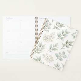 Agenda Padrão de Folhas Botânicas Verde Suave