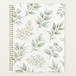 Agenda Padrão de Folhas Botânicas Verde Suave