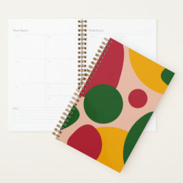 Agenda Padrão de Formas Abstratas Retro em Negrito 