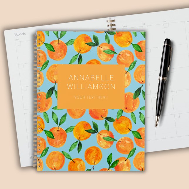 Agenda Padrão de fruta das laranjas dos citrinos personal (Citrus orange summer fruit  personalized planner.)