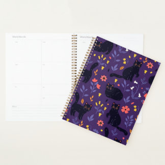 Agenda padrão de Gatos Pretos e Flores Silvestres