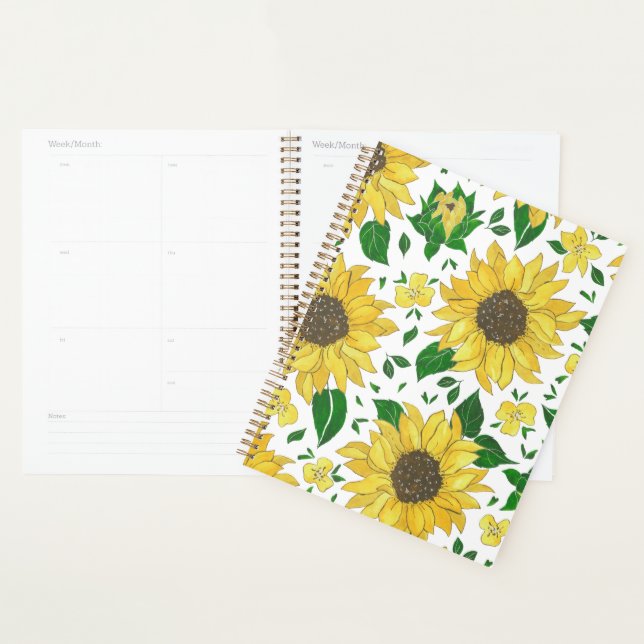 Agenda Padrão de Girassol em Aquarela  (Exibição)