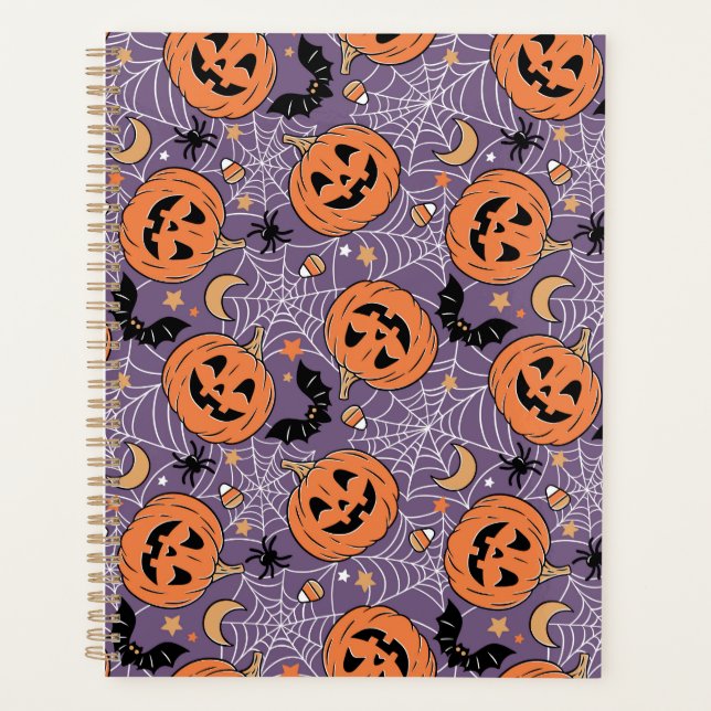 Agenda Padrão de Halloween do Jack-O-Lanterna Roxo (Frente)